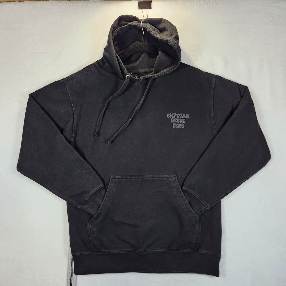 Black Hoodie Empezar Desde‎ Cero La Mas Perroni Graphic Print Hooded Sweatshirt